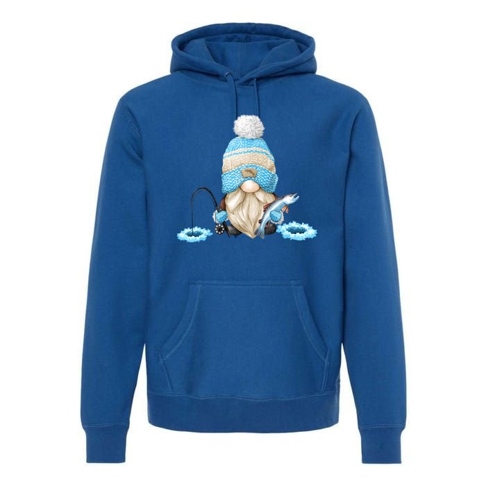 Funny Ice Fishing Tee With Family Christmas Gnome Gift Premium Hoodie