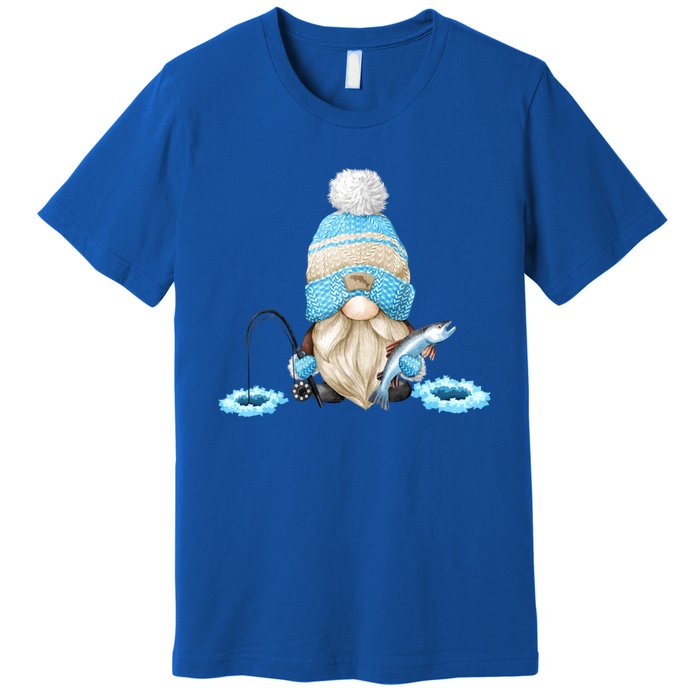 Funny Ice Fishing Tee With Family Christmas Gnome Gift Premium T-Shirt