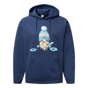 Funny Ice Fishing Tee With Family Christmas Gnome Gift Performance Fleece Hoodie