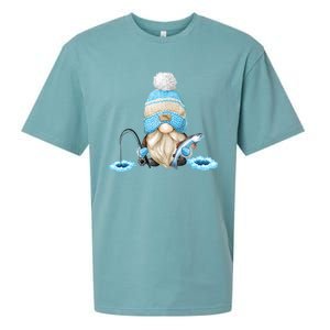 Funny Ice Fishing Tee With Family Christmas Gnome Gift Sueded Cloud Jersey T-Shirt