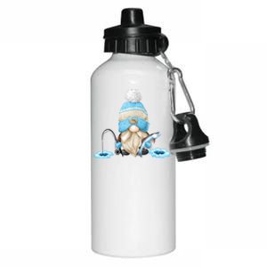 Funny Ice Fishing Tee With Family Christmas Gnome Gift Aluminum Water Bottle