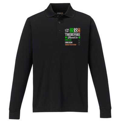 Funny Irish Fluent In Smart St Patricks Day Ireland Fan Performance Long Sleeve Polo