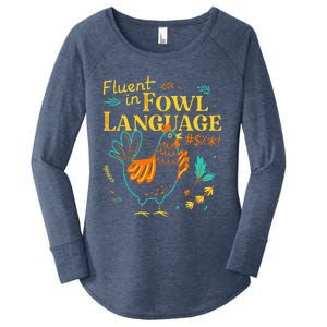 Fluent In Fowl Language Funny Novelty Chicken Pet Lover Women's Perfect Tri Tunic Long Sleeve Shirt