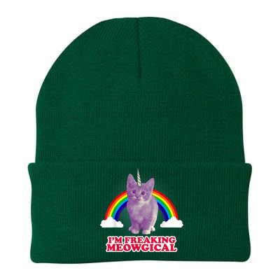 Funny IM Freaking Meowgical Cat Rainbow Unicorn Knit Cap Winter Beanie