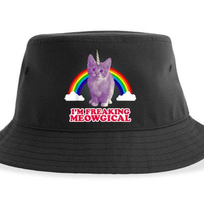 Funny IM Freaking Meowgical Cat Rainbow Unicorn Sustainable Bucket Hat