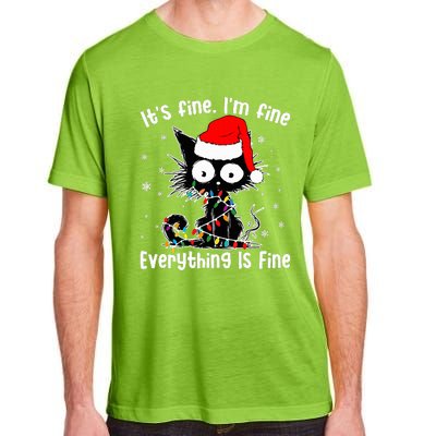 Funny Its Fine Im Fine Everything Fine Cat Christmas  Adult ChromaSoft Performance T-Shirt