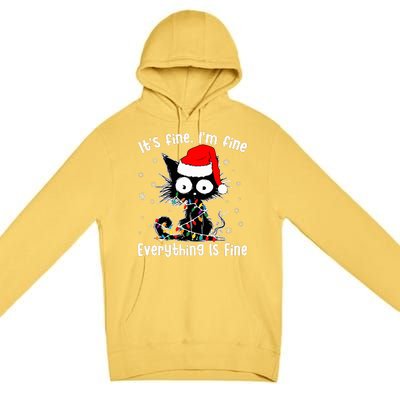 Funny Its Fine Im Fine Everything Fine Cat Christmas  Premium Pullover Hoodie