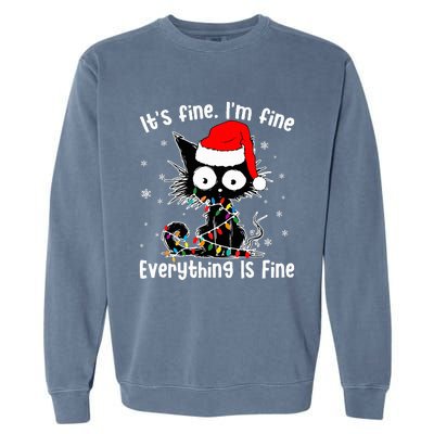 Funny Its Fine Im Fine Everything Fine Cat Christmas  Garment-Dyed Sweatshirt