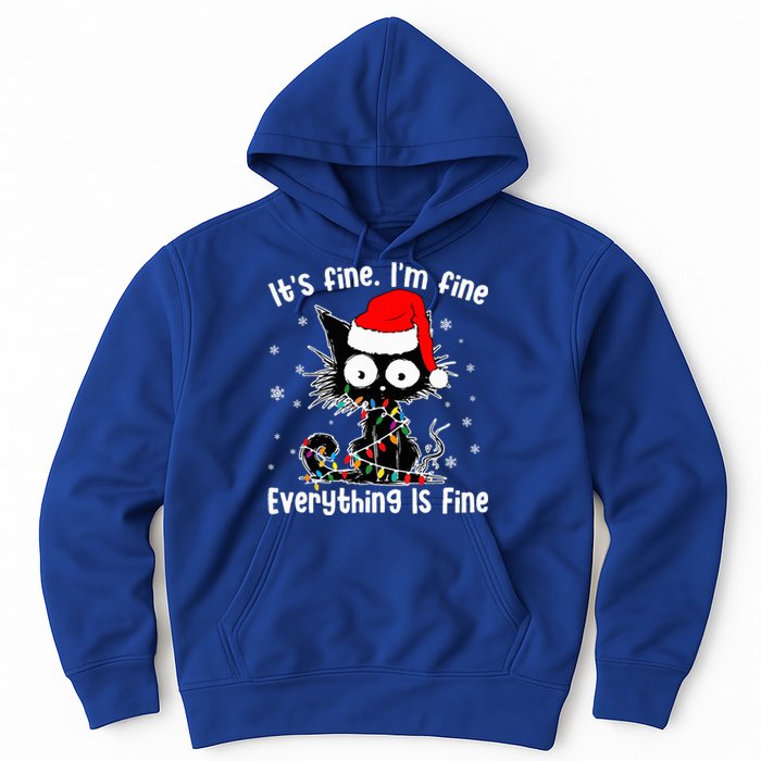 Funny Its Fine Im Fine Everything Fine Cat Christmas  Hoodie