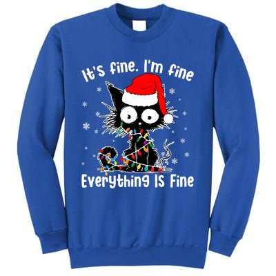 Funny Its Fine Im Fine Everything Fine Cat Christmas  Sweatshirt