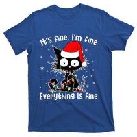 Funny Its Fine Im Fine Everything Fine Cat Christmas  T-Shirt