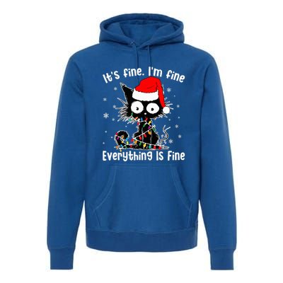 Funny Its Fine Im Fine Everything Fine Cat Christmas  Premium Hoodie