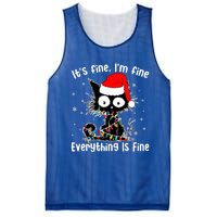 Funny Its Fine Im Fine Everything Fine Cat Christmas  Mesh Reversible Basketball Jersey Tank