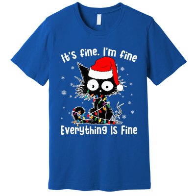 Funny Its Fine Im Fine Everything Fine Cat Christmas  Premium T-Shirt