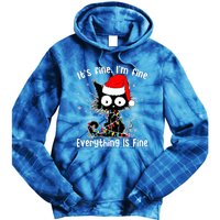 Funny Its Fine Im Fine Everything Fine Cat Christmas  Tie Dye Hoodie