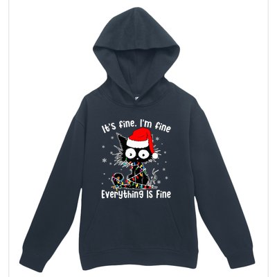 Funny Its Fine Im Fine Everything Fine Cat Christmas  Urban Pullover Hoodie