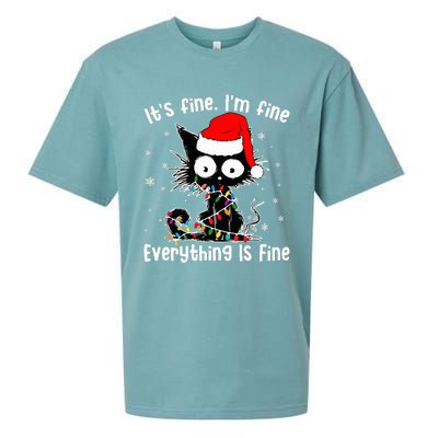 Funny Its Fine Im Fine Everything Fine Cat Christmas  Sueded Cloud Jersey T-Shirt