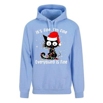 Funny Its Fine Im Fine Everything Fine Cat Christmas  Unisex Surf Hoodie