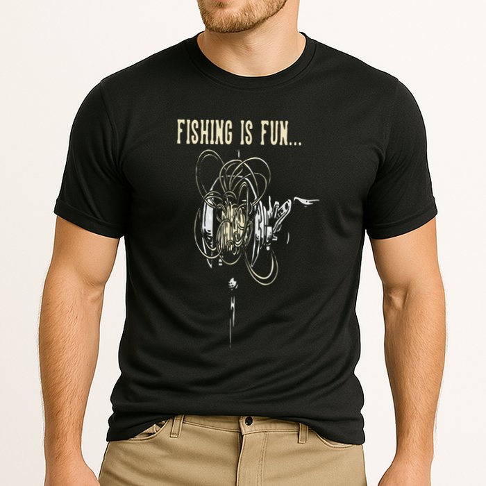 Fishing Is Fun BirdS Nest Cooling Performance Crew T-Shirt