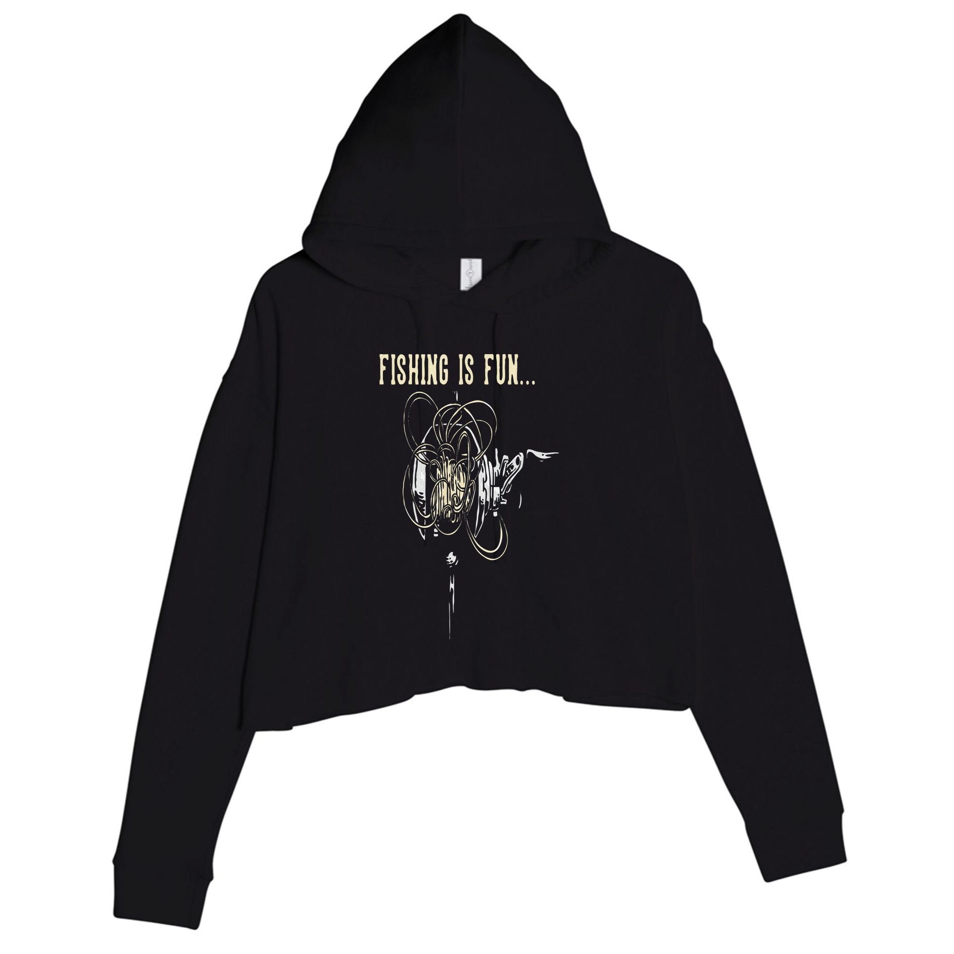 Fishing Is Fun BirdS Nest Crop Fleece Hoodie