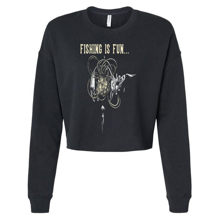 Fishing Is Fun BirdS Nest Cropped Pullover Crew