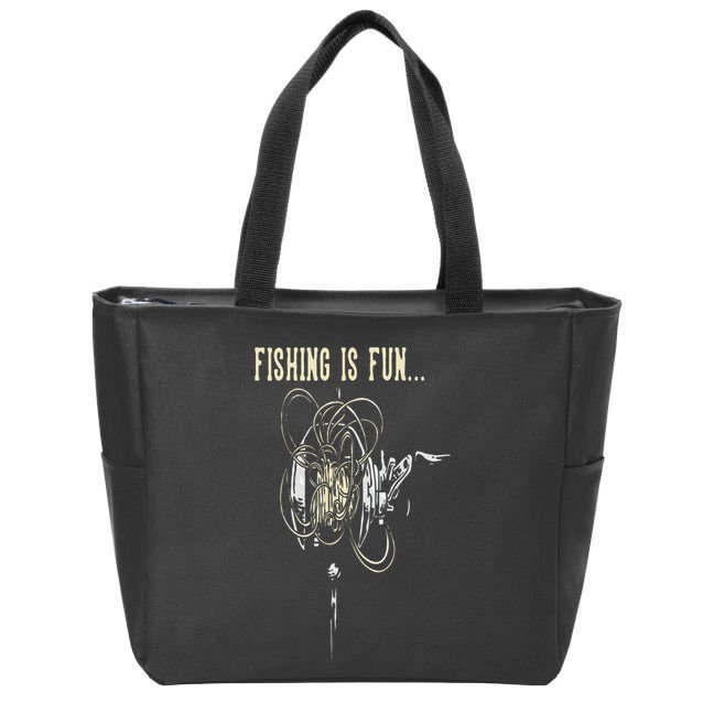 Fishing Is Fun BirdS Nest Zip Tote Bag