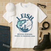 Funny I FISH BECAUSE PUNCHING PEOPLE IS FROWNED UPON Tall T-Shirt