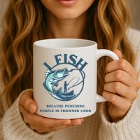 Funny I FISH BECAUSE PUNCHING PEOPLE IS FROWNED UPON Mug