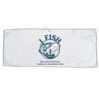 Funny I FISH BECAUSE PUNCHING PEOPLE IS FROWNED UPON Large Microfiber Waffle Golf Towel