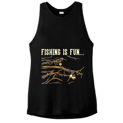 Fishing Is Fun... Bobbers Stuck In Tree Ladies PosiCharge Tri-Blend Wicking Tank