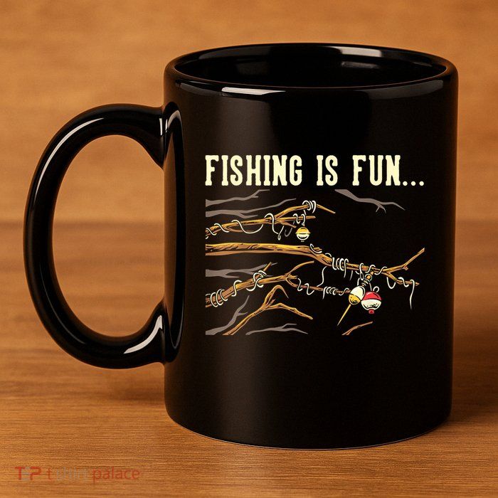 Fishing Is Fun... Bobbers Stuck In Tree 11oz C Handle Ceramic Mug