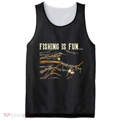 Fishing Is Fun... Bobbers Stuck In Tree Mesh Reversible Basketball Jersey Tank