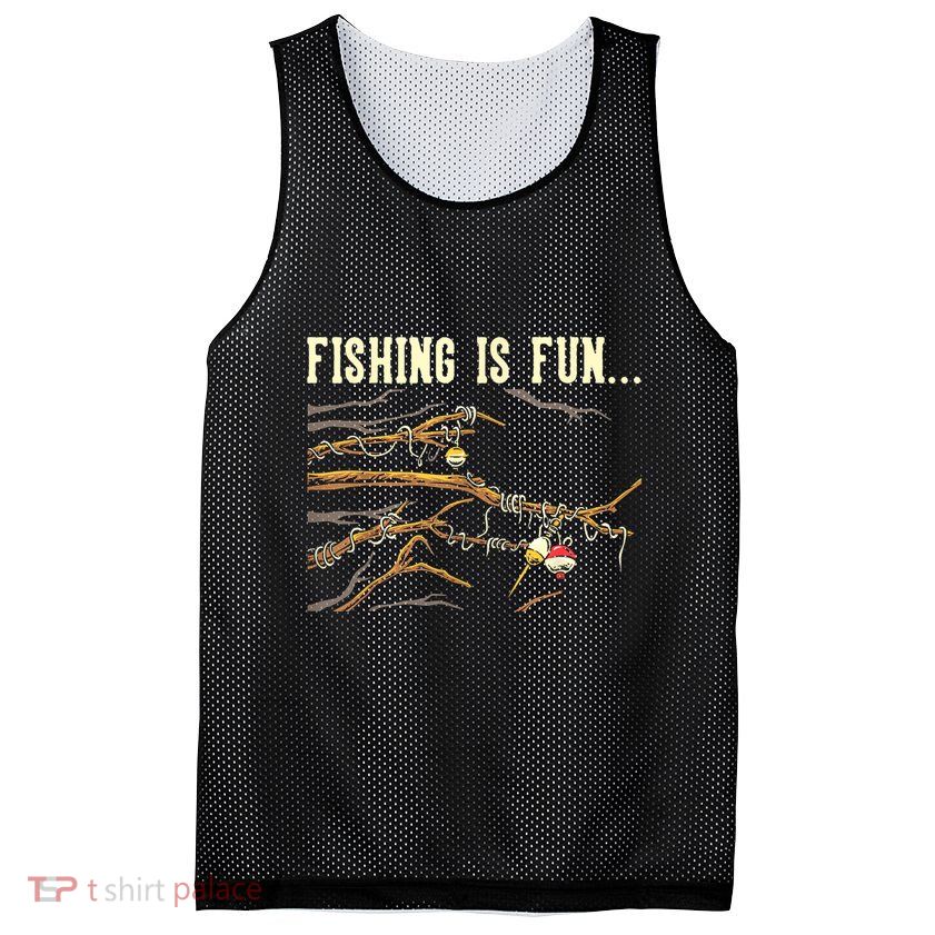 Fishing Is Fun... Bobbers Stuck In Tree Mesh Reversible Basketball Jersey Tank