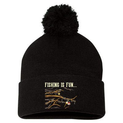 Fishing Is Fun... Bobbers Stuck In Tree Pom Pom 12in Knit Beanie