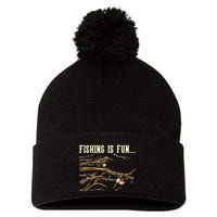 Fishing Is Fun... Bobbers Stuck In Tree Pom Pom 12in Knit Beanie