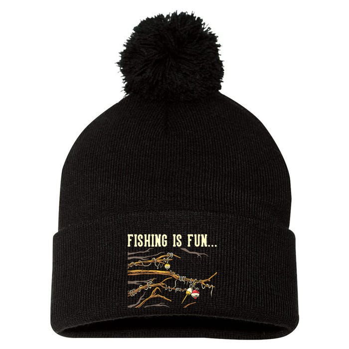 Fishing Is Fun... Bobbers Stuck In Tree Pom Pom 12in Knit Beanie