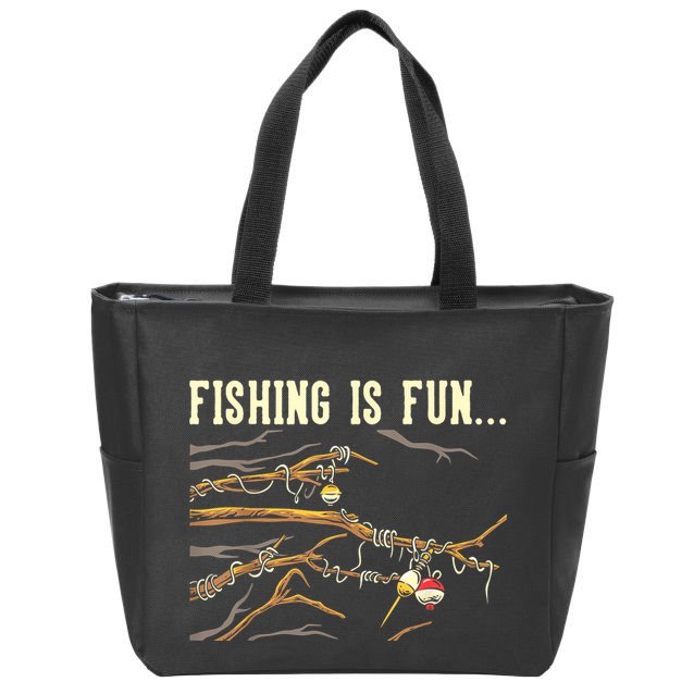Fishing Is Fun... Bobbers Stuck In Tree Zip Tote Bag