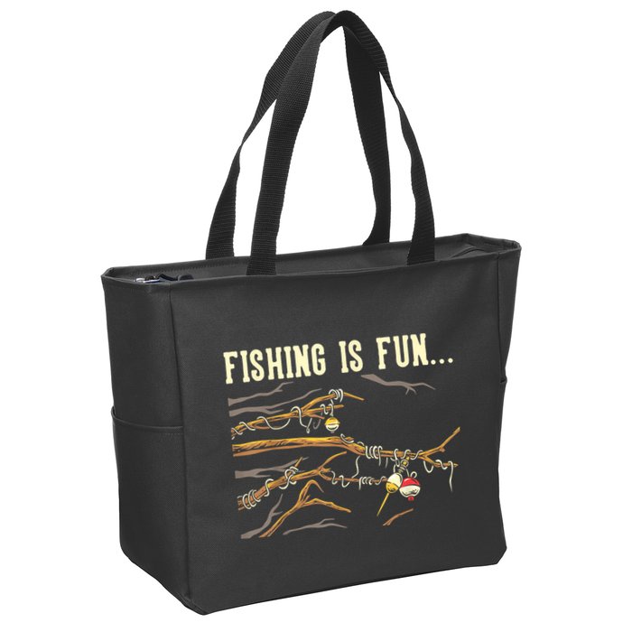 Fishing Is Fun... Bobbers Stuck In Tree Zip Tote Bag