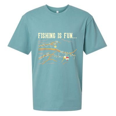 Fishing Is Fun... Bobbers Stuck In Tree Sueded Cloud Jersey T-Shirt
