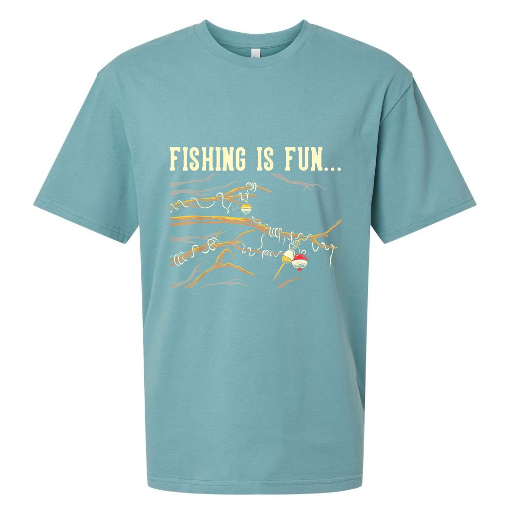 Fishing Is Fun... Bobbers Stuck In Tree Sueded Cloud Jersey T-Shirt