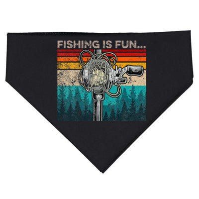 Fishing Is Fun Humor Outdoor Fishing Bass Pun Fishermen USA-Made Doggie Bandana