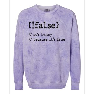 False ItS Funny Because ItS True Computer Programming Colorblast Crewneck Sweatshirt