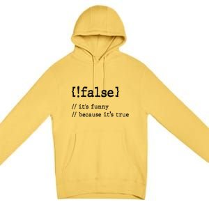 False ItS Funny Because ItS True Computer Programming Premium Pullover Hoodie