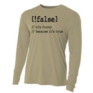 False ItS Funny Because ItS True Computer Programming Cooling Performance Long Sleeve Crew