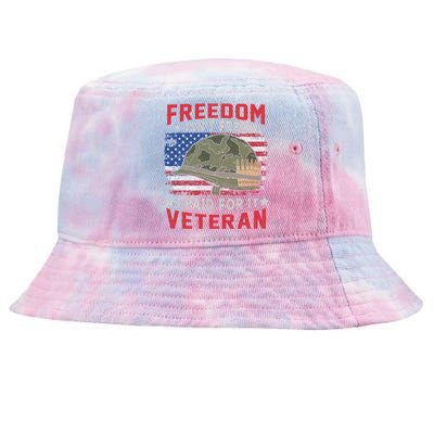 Freedom Isnt Free I Paid For It Patriotic Us Veteran Meaningful Gift Tie-Dyed Bucket Hat