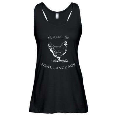 Fluent In Fowl Language Funny Chicken Lovers Father’S Day Ladies Essential Flowy Tank