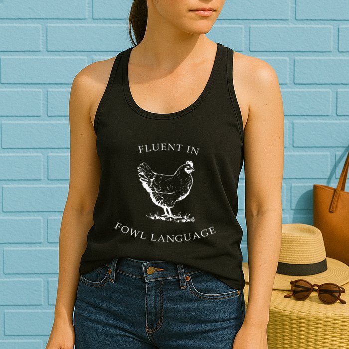 Fluent In Fowl Language Funny Chicken Lovers Father’S Day Womens Tank Top