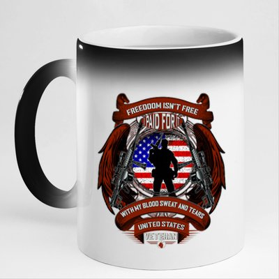 Freedom Isn't Free I Paid For It United States Veteran 11oz Black Color Changing Mug