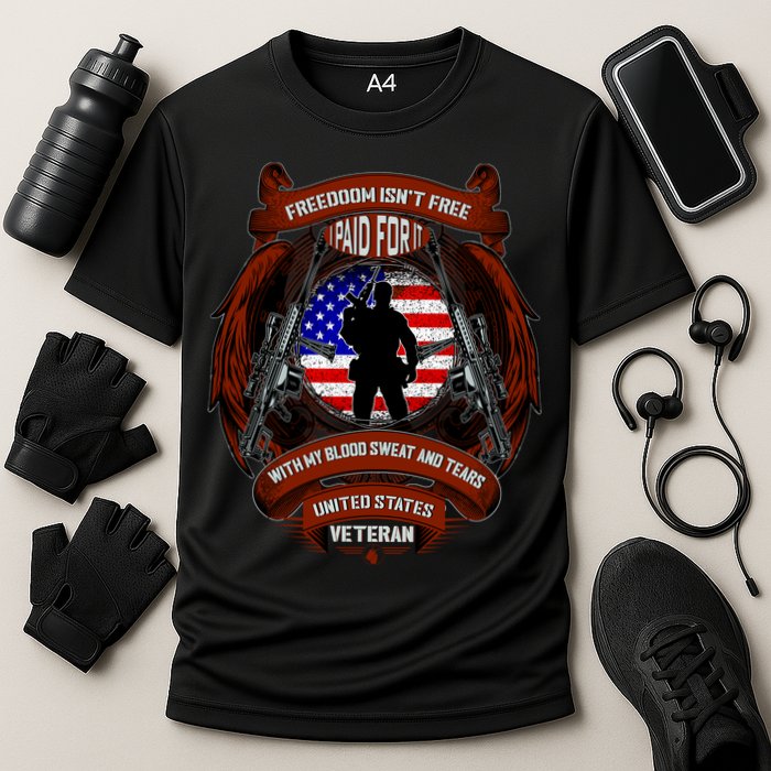 Freedom Isn't Free I Paid For It United States Veteran Cooling Performance Crew T-Shirt