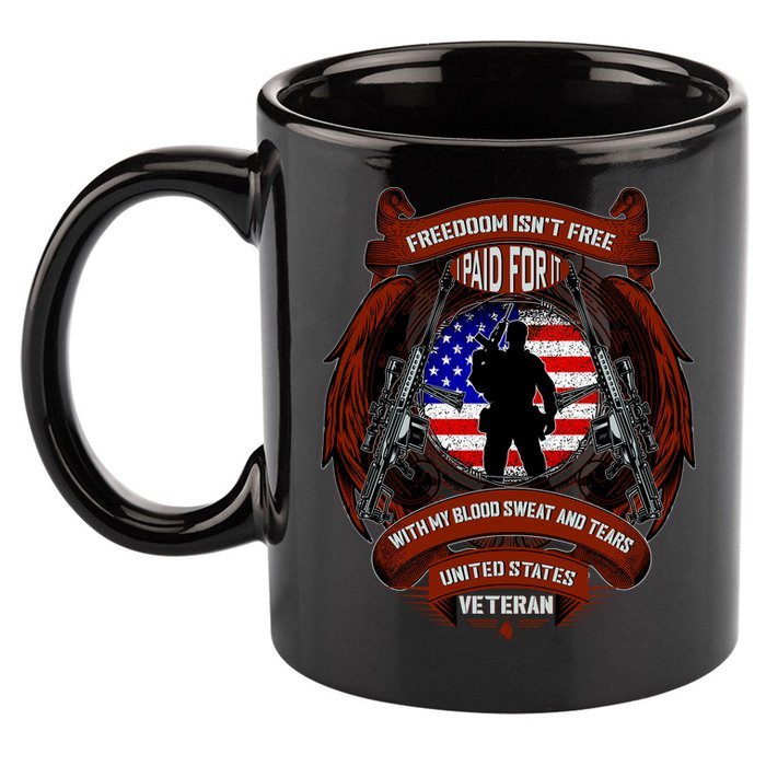 Freedom Isn't Free I Paid For It United States Veteran 11oz C Handle Ceramic Mug